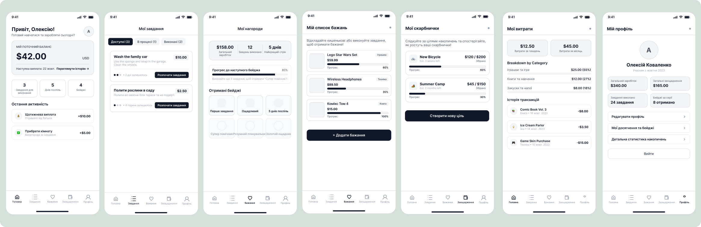 Family Wallet — final UI screens