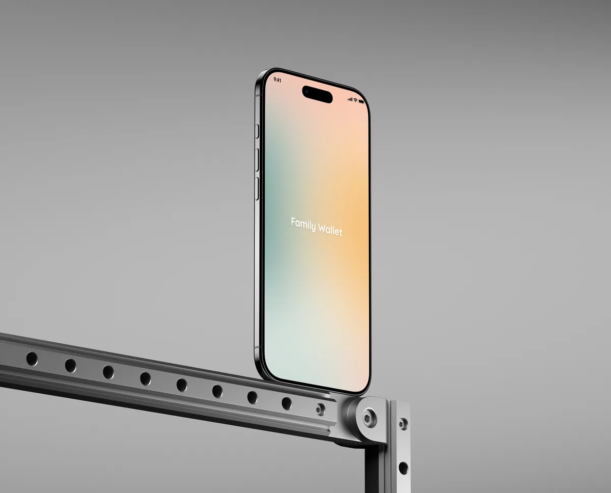 Family Wallet — mobile app mockup on an iPhone